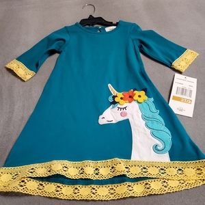 Girls 3T teal Unicorn dress
